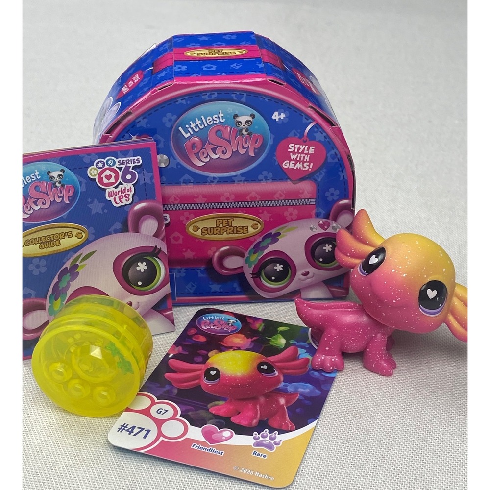 Littlest Pet Shop NIB G7 Series 6 Pet Surprise Axolotl 471 Pink Yellow Figure